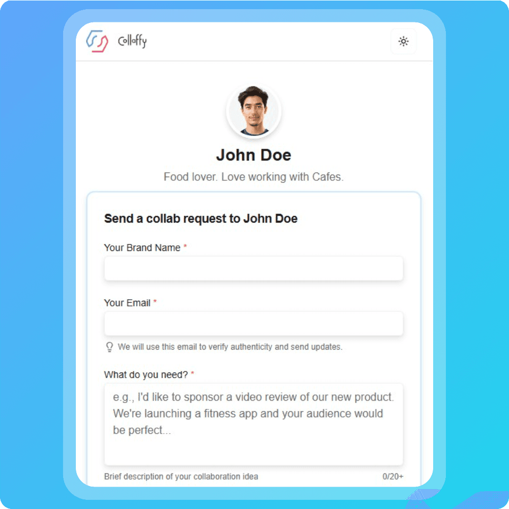 Collaffy Profile Preview